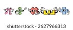 A collection of animated math symbols with expressions and personalities, like Pi, division, multiplication, subtraction, and addition symbols.