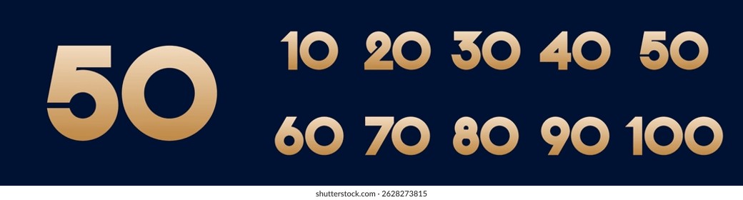 coleção aniversário 10 a 100 anos desenhos de logotipo. número abstrato para evento de celebração, casamento, cartão de saudação e convite, ilustração vetorial