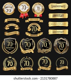 Collection of anniversary badge and labels 