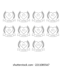 collection of anniversary icon vector