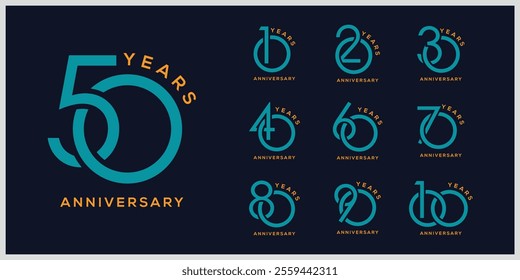 Collection of anniversary logo design. Celebration day special vector symbol concept