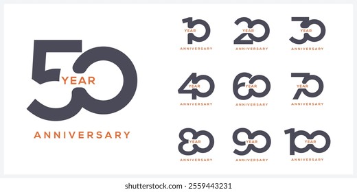 Collection of anniversary logo design. Celebration day special vector symbol concept