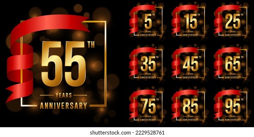 Collection of anniversary template designs. Vector Templates Illustration