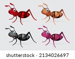 Collection of ant cartoon character. Set of ant cartoon arts illustration.
Ant cartoon design icon. 