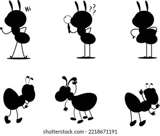 Collection of Ant isolated vector Silhouettes