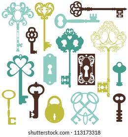 Collection of Antique Keys - for your design or scrapbook - in vector