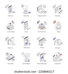 Collection of API Management Isometric Icons 

