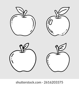 Collection of apple fruit illustrations in simple style