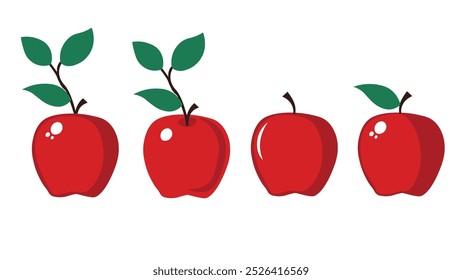Collection of apple fruits on a white background. World Vegan Day or World Vegetarian Day