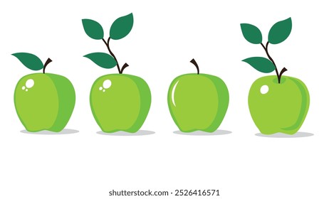 Collection of apple fruits on a white background. World Vegan Day or World Vegetarian Day