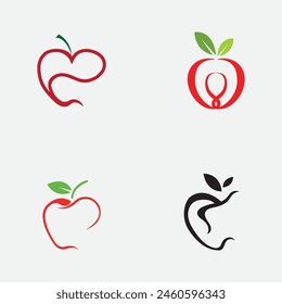 collection of apple logos and symbols vector illustration design