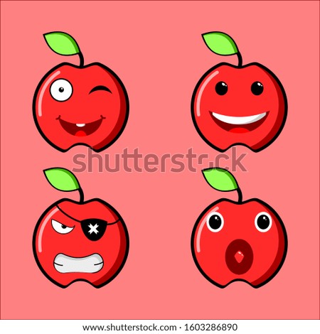 collection of apple mascot vector sets