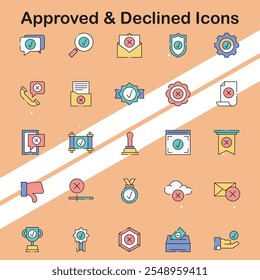 Collection of approved and declined icons illustrating acceptance and rejection themes perfect for decision-making designs.