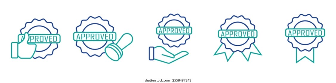 collection of approved icons. stock vector. 