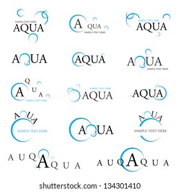 Collection Of Aqua Design Elements - Isolated On White Background - Vector Illustration, Graphic Design Editable For Your Design. Aqua Logo