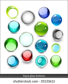 Collection of aqua glass icons