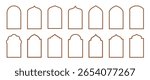 Collection of Arab arch door line set. Islamic window or gate. style outline islamic ramadan kareem and eid mubarak windows and arches