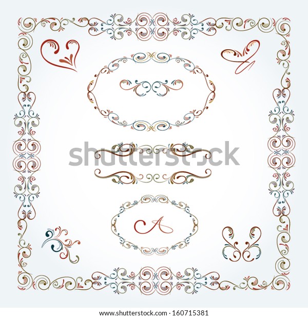 Collection of\
arabesque scrolls frames and\
elements