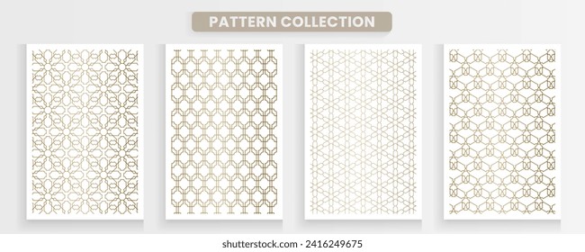 Collection of arabic geometric patterns. Luxurious gold color