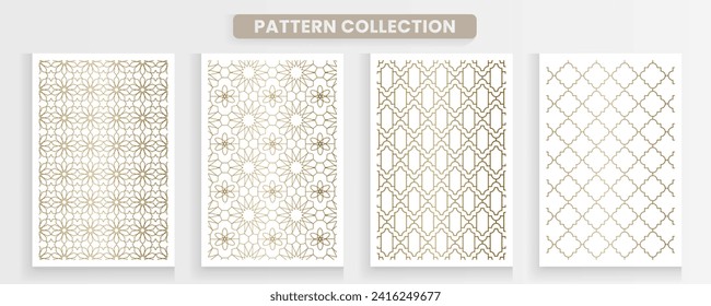 Collection of arabic geometric patterns. Luxurious gold color