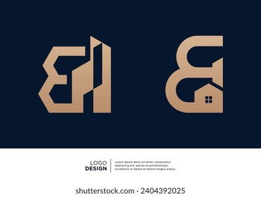 Collection of architectural building letter E logo designs.