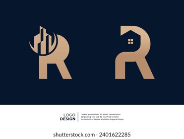 Collection of architectural building letter R logo designs.