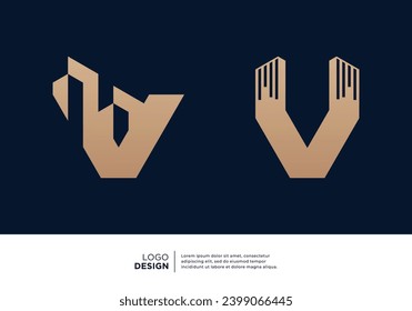 Collection of architectural building letter V logo designs.
