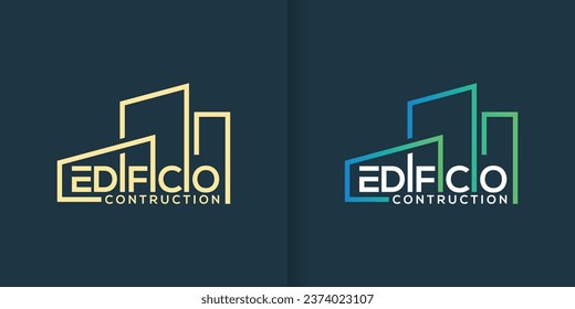 collection of architectural design construction logo templates. abstract building word mark logo