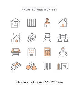 COLLECTION OF ARCHITECTURE LINE ICONS