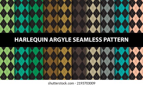 Collection of argyle harlequin vector seamless pattern