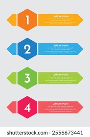 Collection of arrow designs for infographics. Arrow-shaped infographic text box design