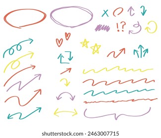 Collection of arrow materials written with colorful marker
