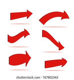 collection of arrow red 3d icon sign logo set vector