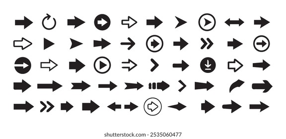 Collection of arrow signs and direction pointers in different styles. Set of many different arrow icon.Vector illustration EPS 10