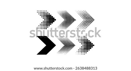 Collection of arrow signs in dot and line patterns