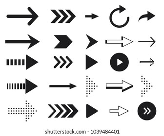 Collection arrow silhouette on white background