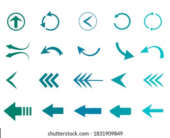 Collection of arrow symbols, cursor shapes, direction pointers for website interface. Mouse click. Colorful elements.
Vector illustration