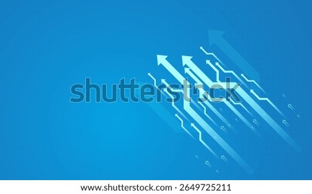 Collection of Arrows concept for up trend, charts, value, performance. The arrows with circuit-like paths represent progress and innovation, ideal for themes in finance, business concepts