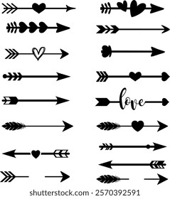 Collection of arrows design art vector love