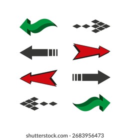 Coleção de setas. Conjunto de ícones direcionais. Sortimento de símbolos de navegação. Design de cursor de vetor. EPS 10.