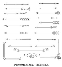 Collection of arrows and dividers, isolated on white background