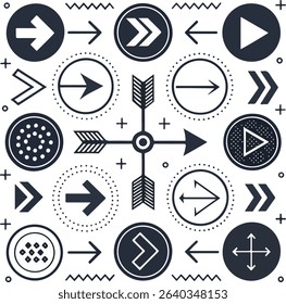 A collection of arrows and geometric shapes, forming a visually appealing pattern. 