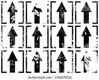 Collection of arrows in grunge