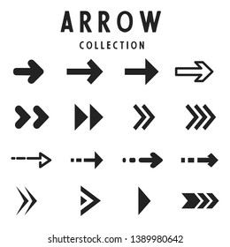 Collection of arrows and icon symbols. Vector illustration isolated on white background.Flat arrow icons set, modern design elements collection.