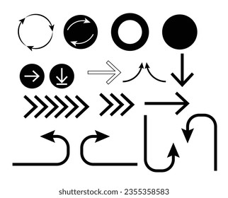 Collection of arrows. Set simple arrows isolated on white background. Arrow mark icons. Arrow paint.  Arrow vector collection. Arrow. Cursor. Modern simple arrows. Vector illustration.