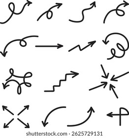 collection of arrows of various directions, collection of arrow icons, statistical arrows