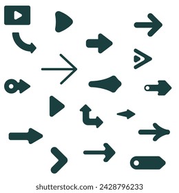 Collection of arrows for web design, interface and more. Vector flat arrows isolated on white background. EPS 10.