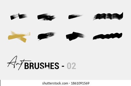 Collection of Art Brushes, Dirty artistic design elements. Vector illustration. Isolated on light gray background. Hand Painted Brushes.