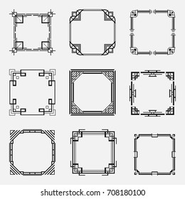Collection of Art Deco borders and frames in style of 1920s. Templates for your design. Vector illustration
