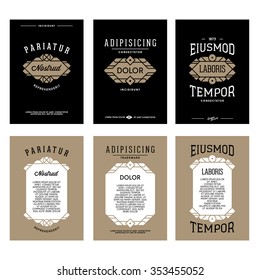 collection art deco monochrome luxury gold hipster   vintage vector flyer or poster with frame border label  for your club bar cafe restaurant hotel boutique